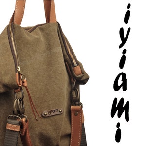 Italian stonewashed Canvas Shoulder bag, Handbag, cross body bag , handmade, in aHersheylight brown color, named Lina MADE TO ORDER image 4
