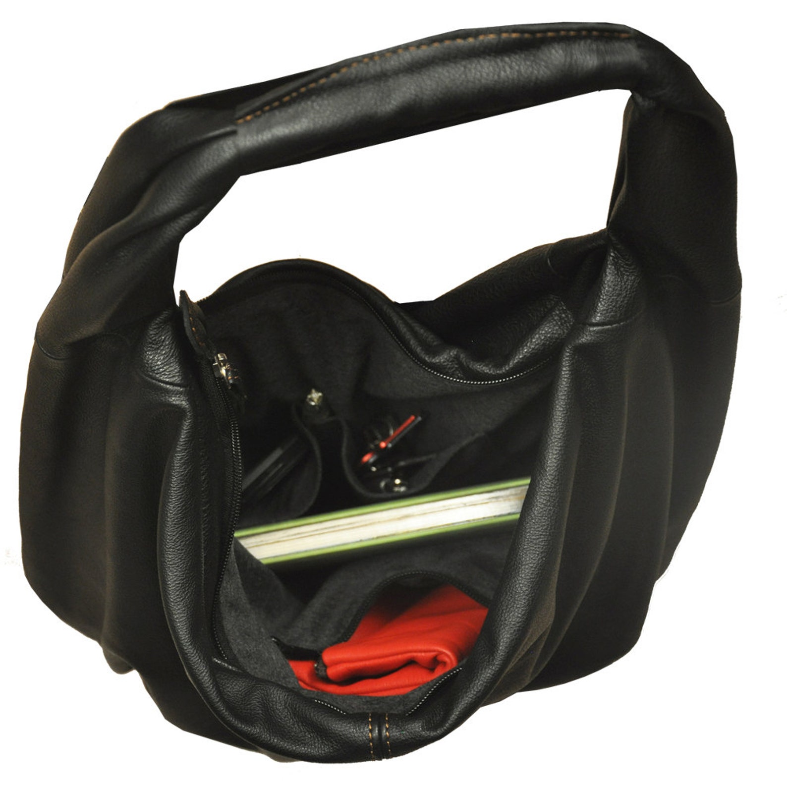 Hobo Bag in Italian Soft Black Leather Named Daria MADE TO Etsy