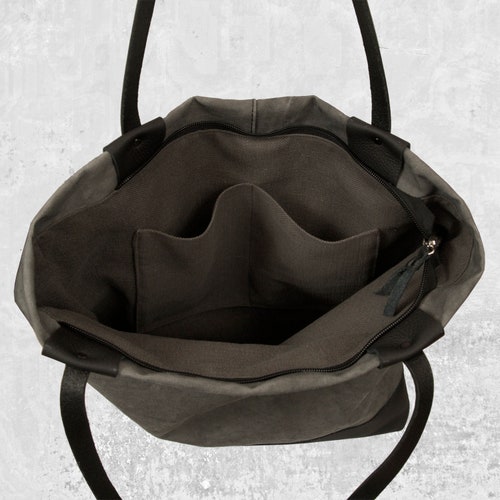 Handmade shopping bag in sales canvas-leather, called MELISSA,made to order
