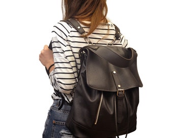 Leather backpack, shoulder bag ,named Vespa made in Dark brown color MADE TO ORDER