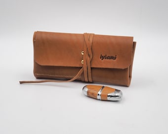 Rolling cigarettes pouche , TOBACCO CASE "CORD"handmade, in tabac leather