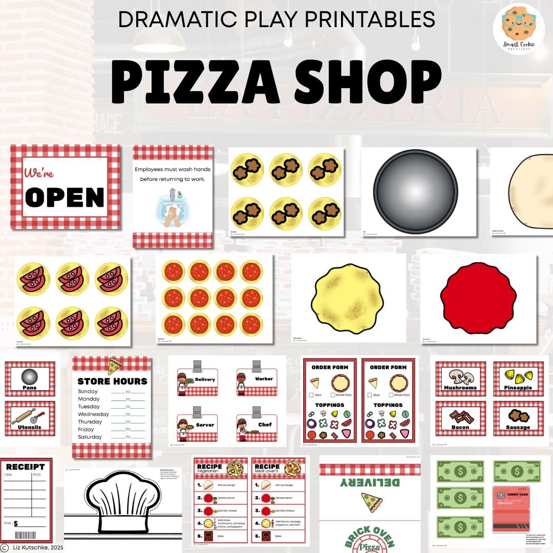Pizza Shop Dramatic Play Printable Kit – Pretend Play Restaurant for ...