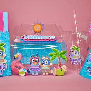 Bluey Pool Party Goodie Bags, Bluey Birthday Favor Bags, Bluey Party Hats, Summer Party Supplies, Bluey Party Decorations, Cutlery, Decor