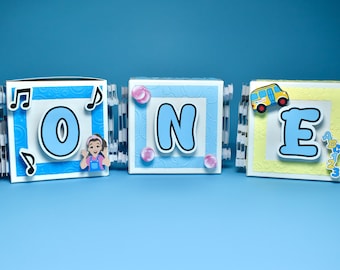 4x4x4 Blue Ms. Rachel Birthday, Ms. Rachel Blocks, Ms. Rachel First Birthday, Ms. Rachel Decor Boxes, Ms. Rachel Birthday Decorations