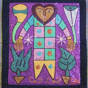 Lg Haitian Grand Bois voodoo or vodou flag 24&quot; x 21&quot;