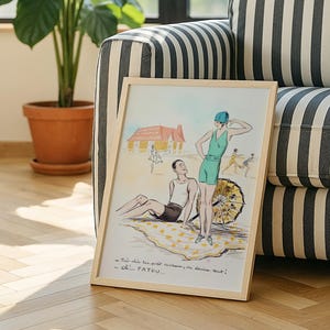 Poster vintage da spiaggia – Riproduzione pubblicitaria retrò | Stampa artistica decorativa