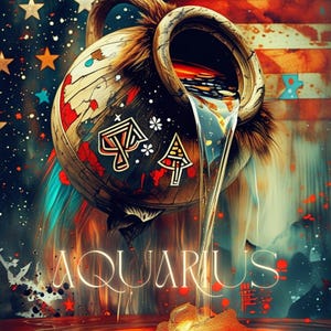 Boho Aquarius Zodiac Print: Celestial Wall Art & T-Shirt Design (Digital Download