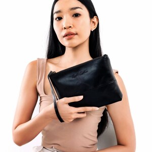 Pochette en cuir personnalisée - Pochette à cosmétiques en cuir véritable gravée personnalisée pour homme et femme