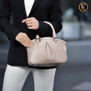 Elegante leren handtas met textuur voor dames – portemonnee van echt rundleer met kaartsleuven en verstelbaar hengsel