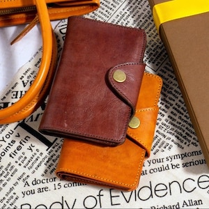 Cartera larga de cuero personalizada para mujer: cuero curtido vegetal artesanal con 16 ranuras para tarjetas.