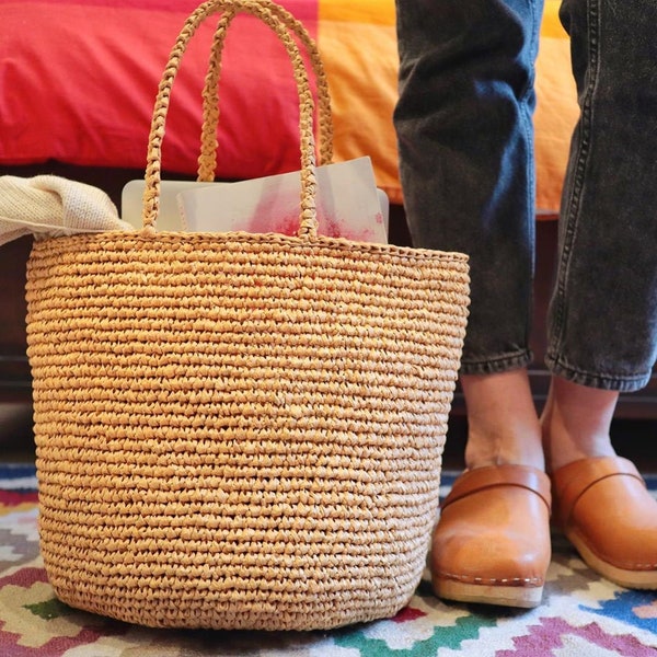 Crochet Bag Pattern (Basket Bag) Instant Digital Download