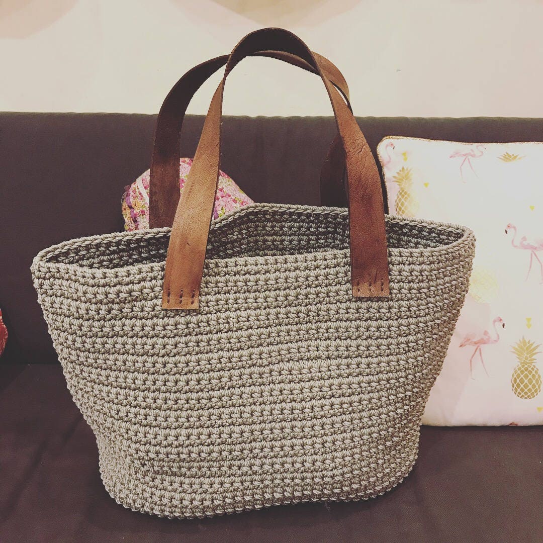Crochet Bag Pattern with Leather Straps
