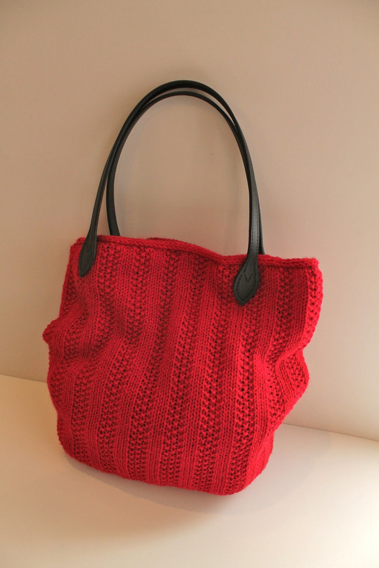 Knitted Market Bag Tote Pattern ribby Tote Instant Etsy