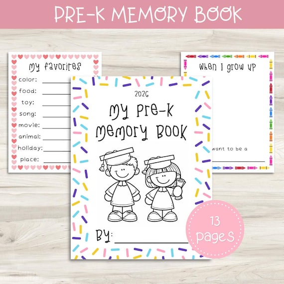 Preschool Memory Book Printable PDF | End of Year Craft | Pre-K & Kindergarten Graduation Book | Last Day Activities | Student Memory Book