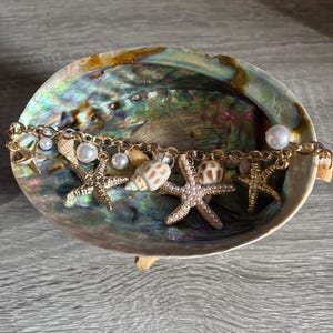bohemian starfish and shell charm bracelet