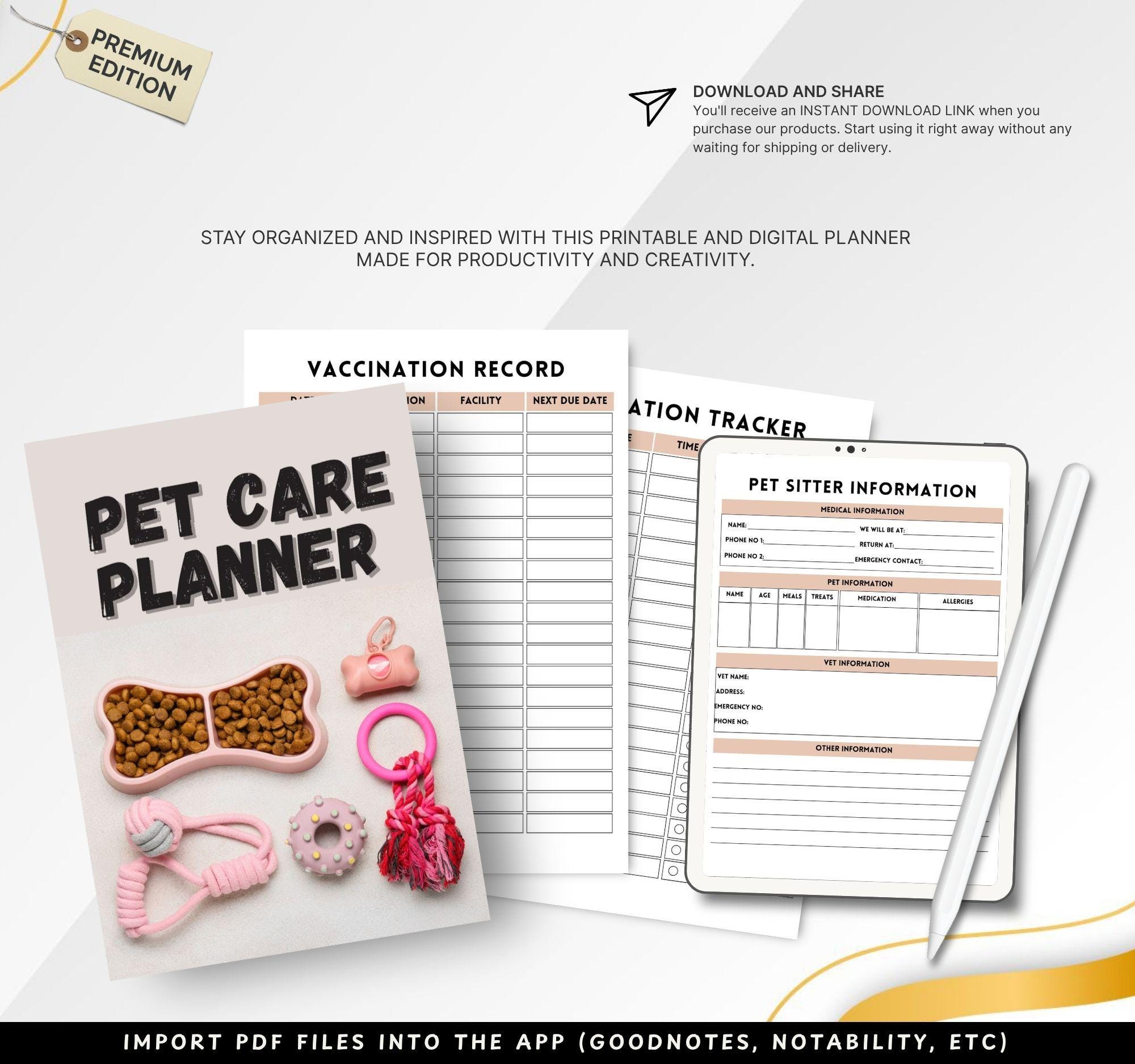 Pet Planner Printable | Daily Pet Care Journal PDF, Routine Tracker for ...