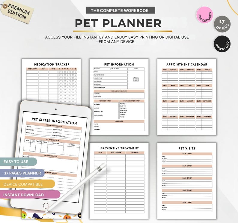 Pet Planner Printable | Daily Pet Care Journal PDF, Routine Tracker for ...
