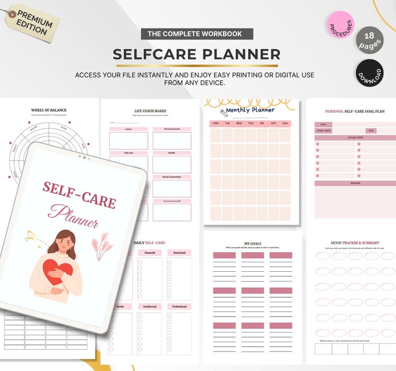 Self Care Planner Printable | Wellness & Mental Health Journal PDF - Etsy