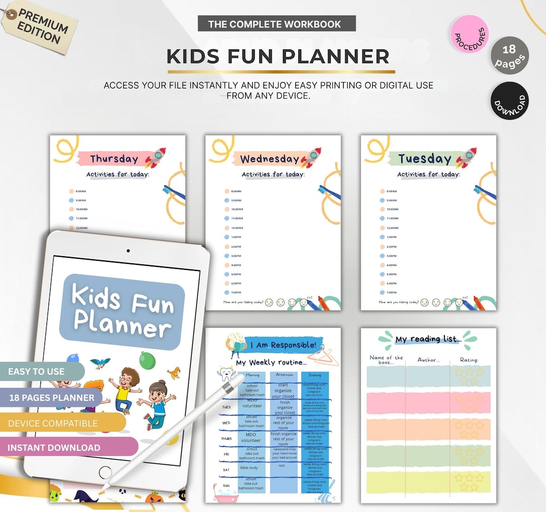 Planer Fun Kids Fun Planer Printable: Tagesablauf & Aktivitäten (PDF) - Etsy.de