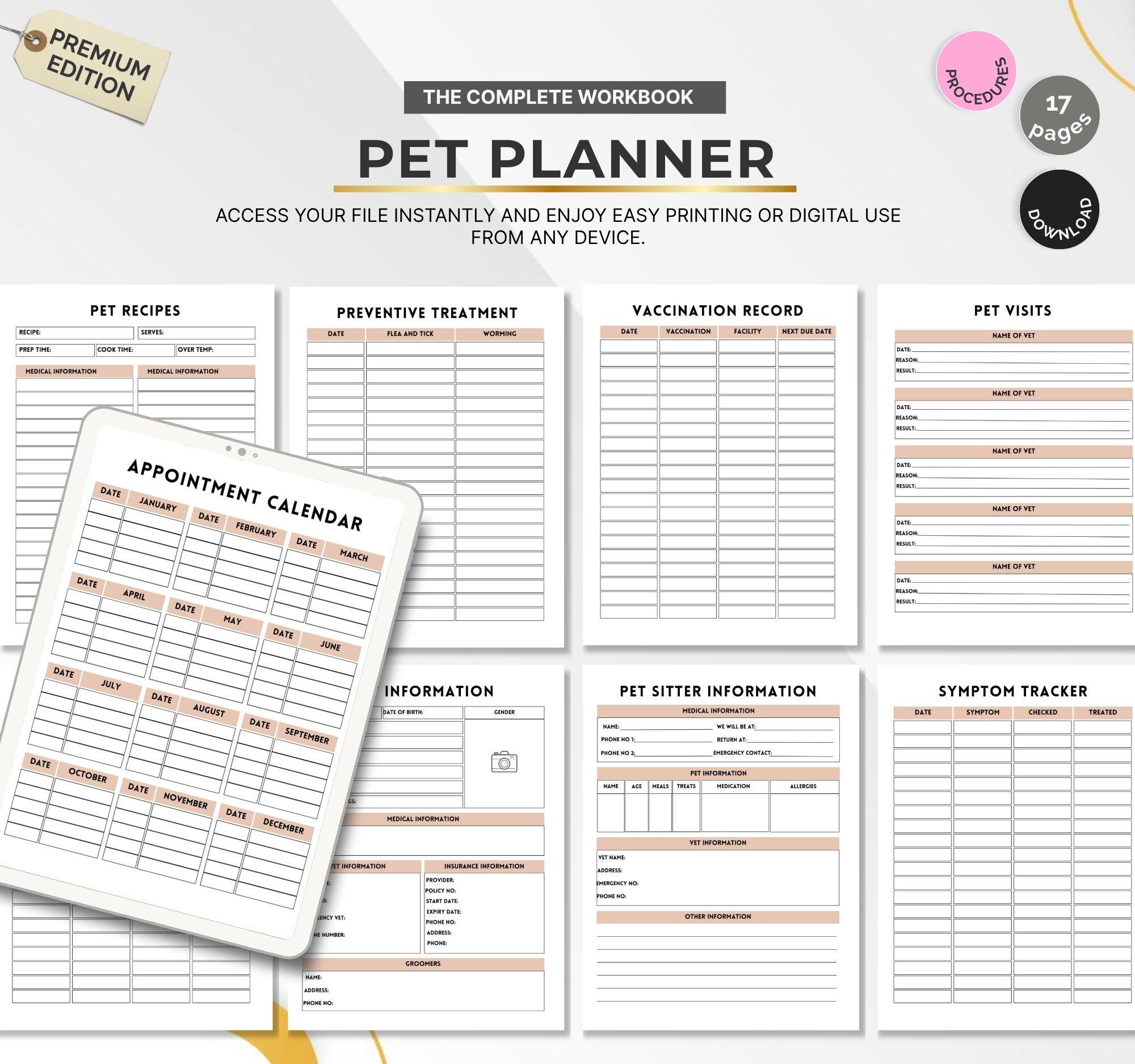 Pet Planner Printable | Daily Pet Care Journal PDF, Routine Tracker for ...