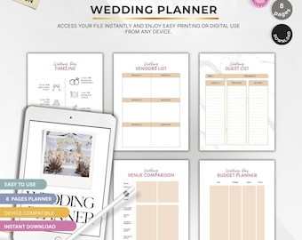 Wedding Planner | Printable Wedding Planning Binder | Instant Download PDF | Bride Organizer