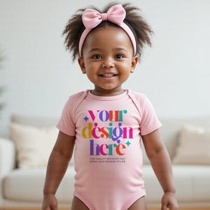 Pink Bodysuit Mockup, Baby Girl Bodysuit Mock-up, Infant Fine Jersey Bodysuit Mockup, Baby Vest Mockup, Onesie Mockups, Print on demand