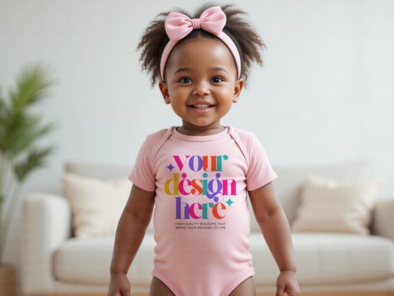 Pink Bodysuit Mockup, Baby Girl Bodysuit Mock-up, Infant Fine Jersey Bodysuit Mockup, Baby Vest Mockup, Onesie Mockups, Print on demand