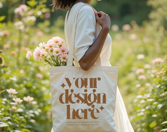 Tote Bag Mockup, Canvas Tote Bag, Blank Tote Bag mock up, Eco Tote Bag, Lifestyle, Natural, Spring, Flower, Garden, Summer, Digital Download