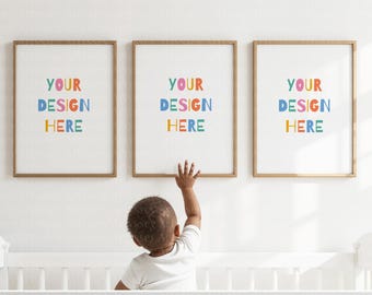 Kinderzimmer Wand Kunst Rahmen Mockup, Dreifachrahmen, 3 Rahmen Mockup, druckbare Kunst Mockup, Kinderzimmer, Posterrahmen Mock ups, JPEG, Format 2:3