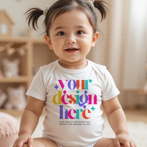 Baby Onesie Mockup, White Bodysuit Mock-up, Baby Mockup, Infant Fine Jersey Bodysuit Mockup, Print on demand Mockup, Baby Vest Mockup