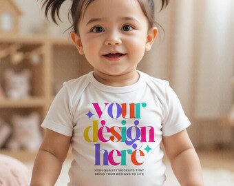 Baby Onesie Mockup, White Bodysuit Mock-up, Baby Mockup, Infant Fine Jersey Bodysuit Mockup, Print on demand Mockup, Baby Vest Mockup