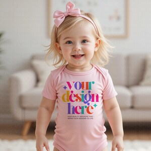 Pink Bodysuit Mock-up, Baby Girl Bodysuit Mockup, Infant Fine Jersey Bodysuit Mockup, Baby Vest Mockup, Onesie Mockups, Print on demand