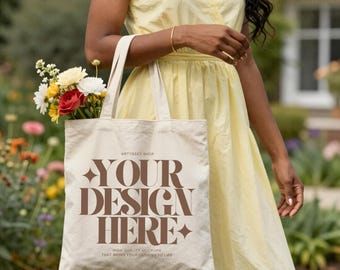 Tote Bag Mockup, Canvas Tote Mockups, Blank Tote Bag mockup, Eco Tote Bag Mockup, Lifestyle Tote Bag, Natural, Garden, Spring, Digital File