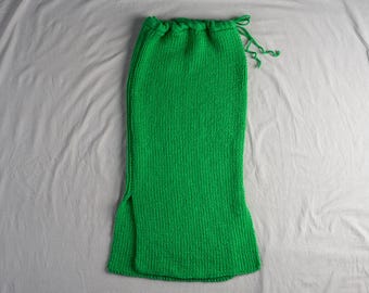 Handmade Wool Crochet Midi Skirt: High Waist Boho Knitwear