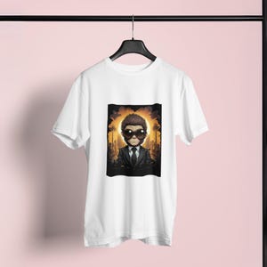 Cool Monkey T-Shirt, Oversized Funny Cartoon Ape in Suit, Stylish Animal Graphic Tee, Urban Jungle Animal T-Shirt, Funky Gift Idea