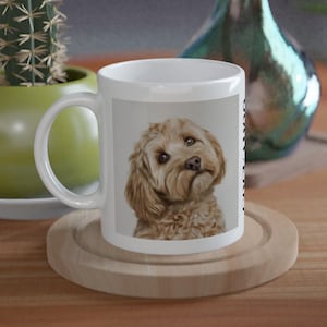Cockapoo Portrait Tasse - Porzellan oder Keramik, Glanzdruck Kaffeetasse