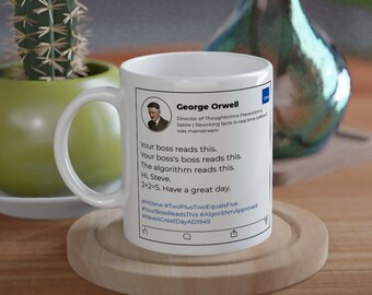 George Orwell LinkedIn Meme Mug – Sarcastic Workplace Mug
