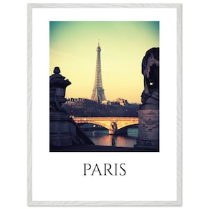 Eiffel Tower Framed Poster: Paris Cityscape Photography, Oak Frame