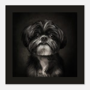 Elegant Shih Tzu Poster – Black & White Framed Wall Art - Gift for Dog Lovers