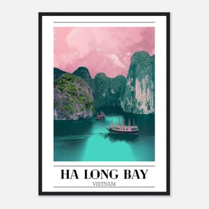 Framed Vietnam Poster - Ha Long Bay Wall Art - Gift for Traveller