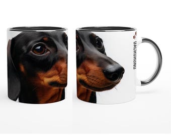 Eye-Catching Dachshund Mug - Ceramic Coffee Cup With Close Up Dog Portrait