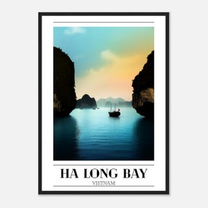 Framed Vietnam Poster - Ha Long Bay Wall Art - Gift for Traveller