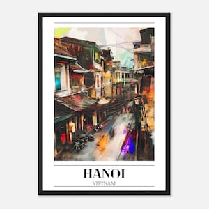 Framed Vietnam Poster - Hanoi Wall Art - Gift for Traveller