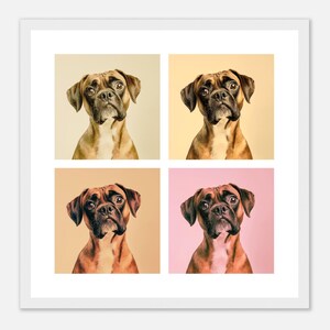 Boxer Dog Wall Art - Pink and Yellow Print - Framed, Canvas or Acrylic Print