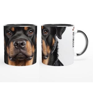 Eye-Catching Rottweiler Mug - Ceramic Coffee Cup With Close Up Dog Portrait
