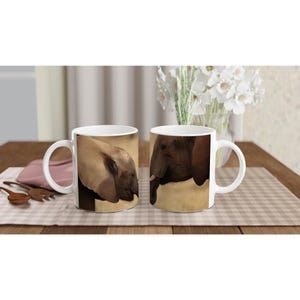 Elephant Mug with Calf – African Wildlife Glossy Print, Ceramic or Porcelain Coffee Mug