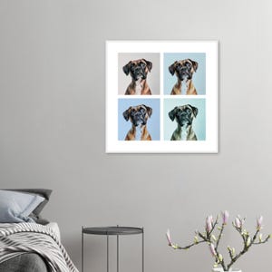 Boxer Dog Wall Art - Blue and Green Print - Framed, Canvas or Acrylic Print
