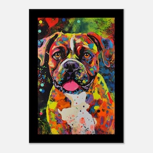 Colorful Boxer Dog Art Print: Unique Dog Lover Gift, Stylish Home Decor
