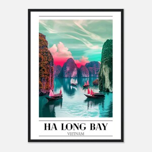 Framed Vietnam Poster - Ha Long Bay Wall Art - Gift for Traveller