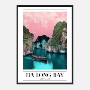 Framed Vietnam Poster - Ha Long Bay Wall Art - Gift for Traveller